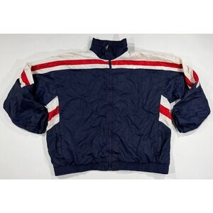 Wilson Vintage Mens XXL Windbreaker Jacket Navy Blue Red White Colorblock Zip Up
